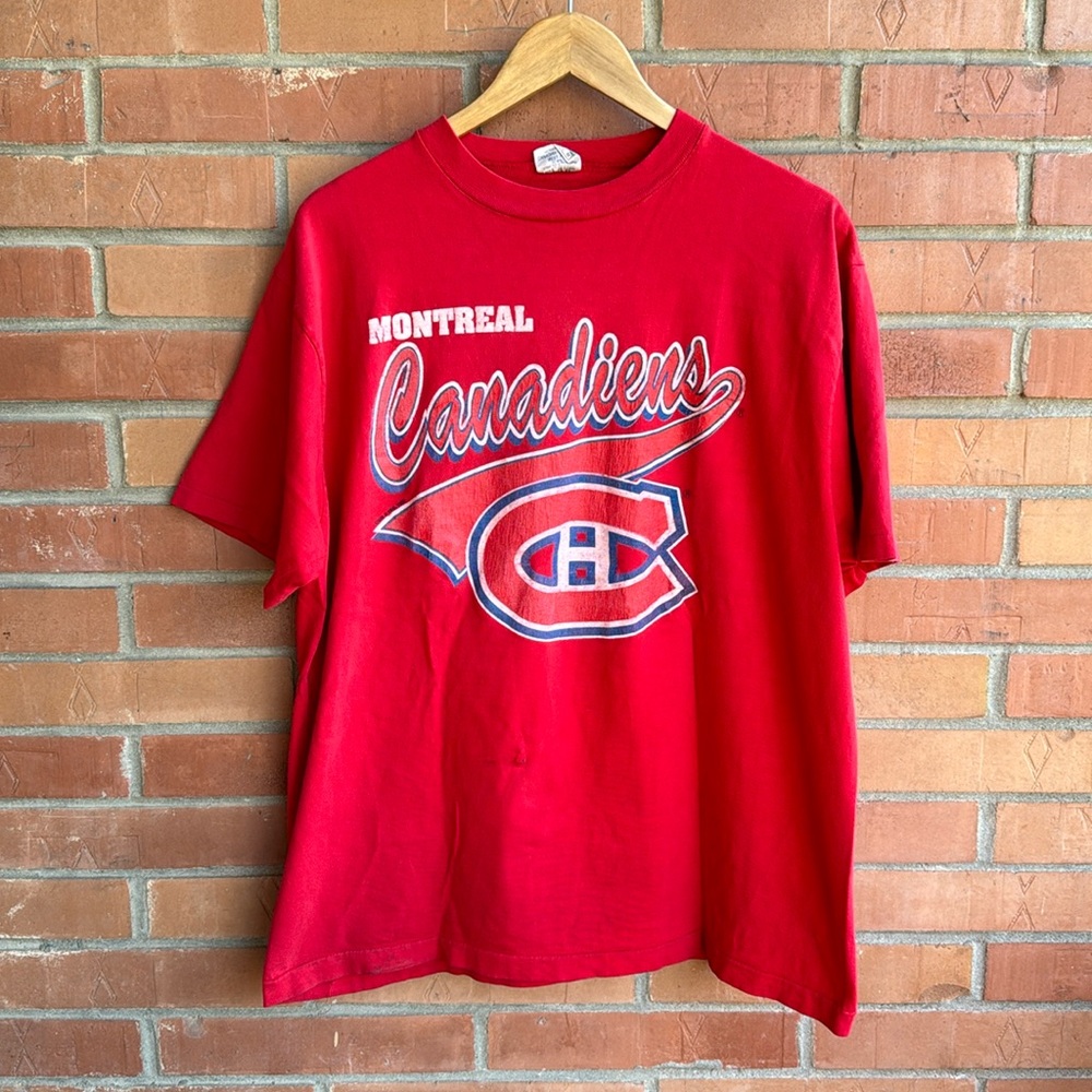 Vintage Montreal Canadiens T-Shirt / Large / 90s / Single Stitch / NHL
